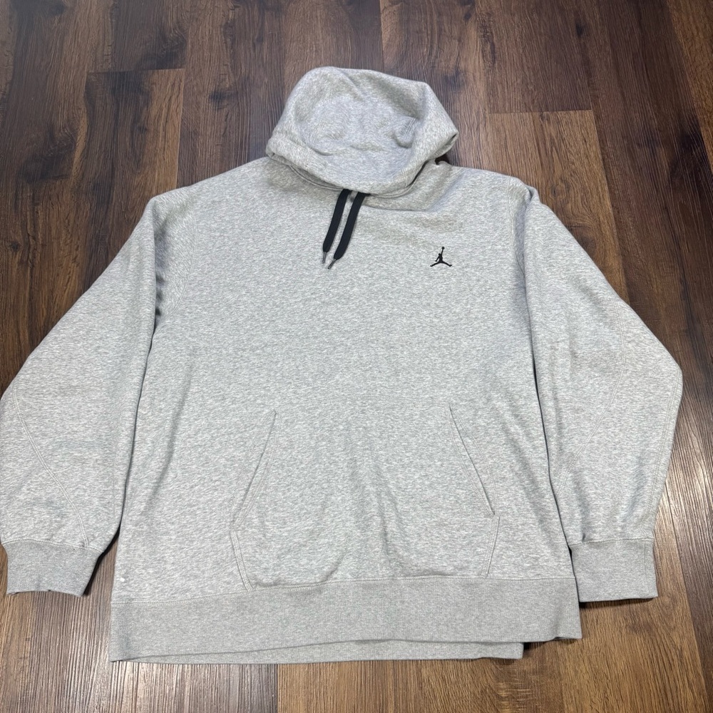 Jordan Men's Pullover Hoodie Kangaroo Pockets Size 3XL Grey W/ Black Drawstring